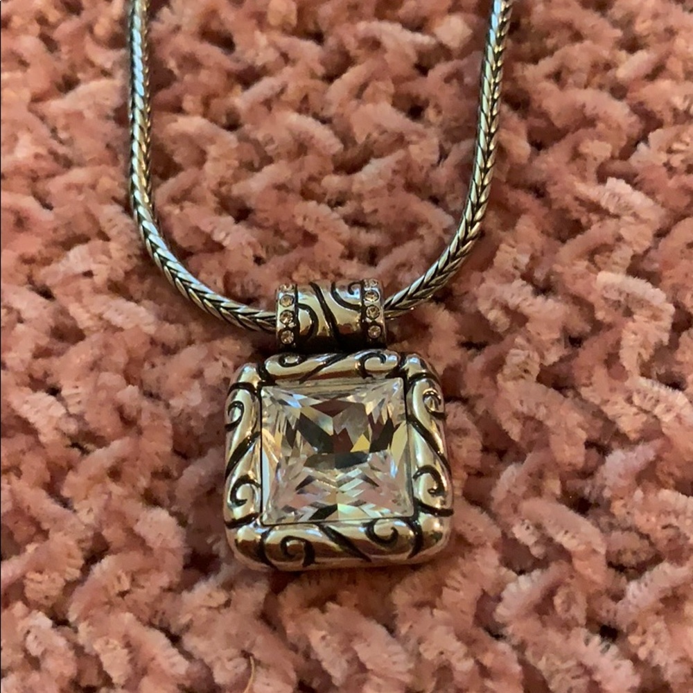 Silver Necklace with Square Pendant, Brighton